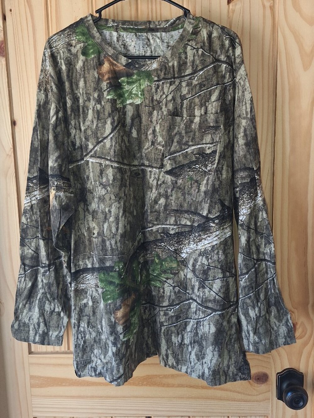 Vintage Mossy Oak Original Bottomland Camo Long Sleeve Pocket Tee – XXL – 1990s